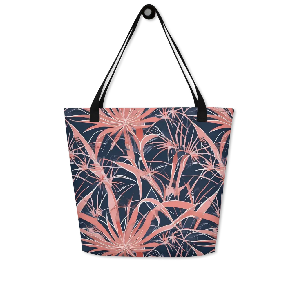 Coral Bloom Voltage on Large Tote Bag W/ Pocket — Front