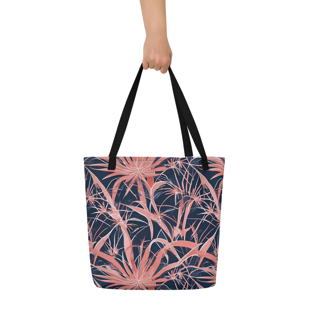 Coral Bloom Voltage on Large Tote Bag W/ Pocket — Front