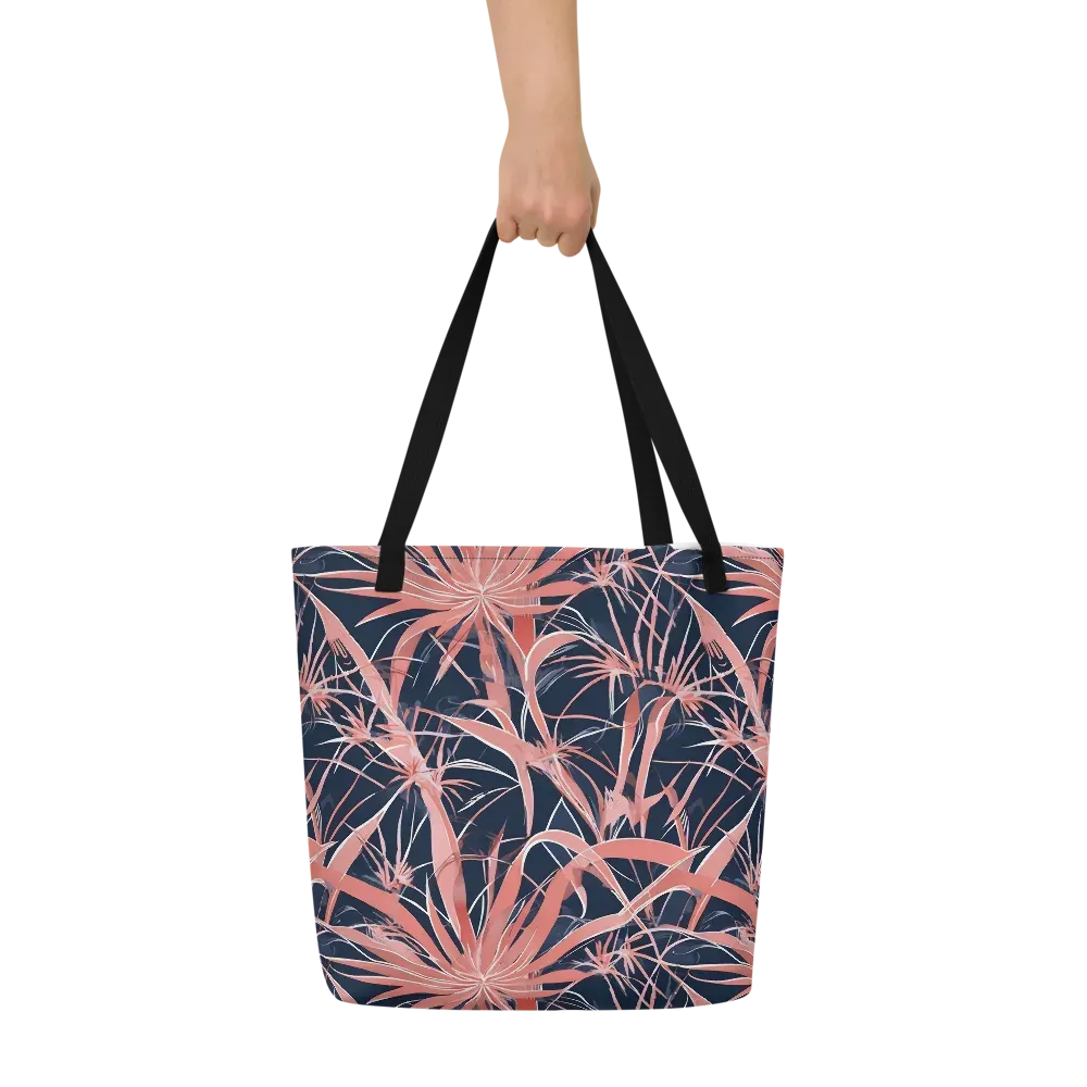 Coral Bloom Voltage on Large Tote Bag W/ Pocket — Front