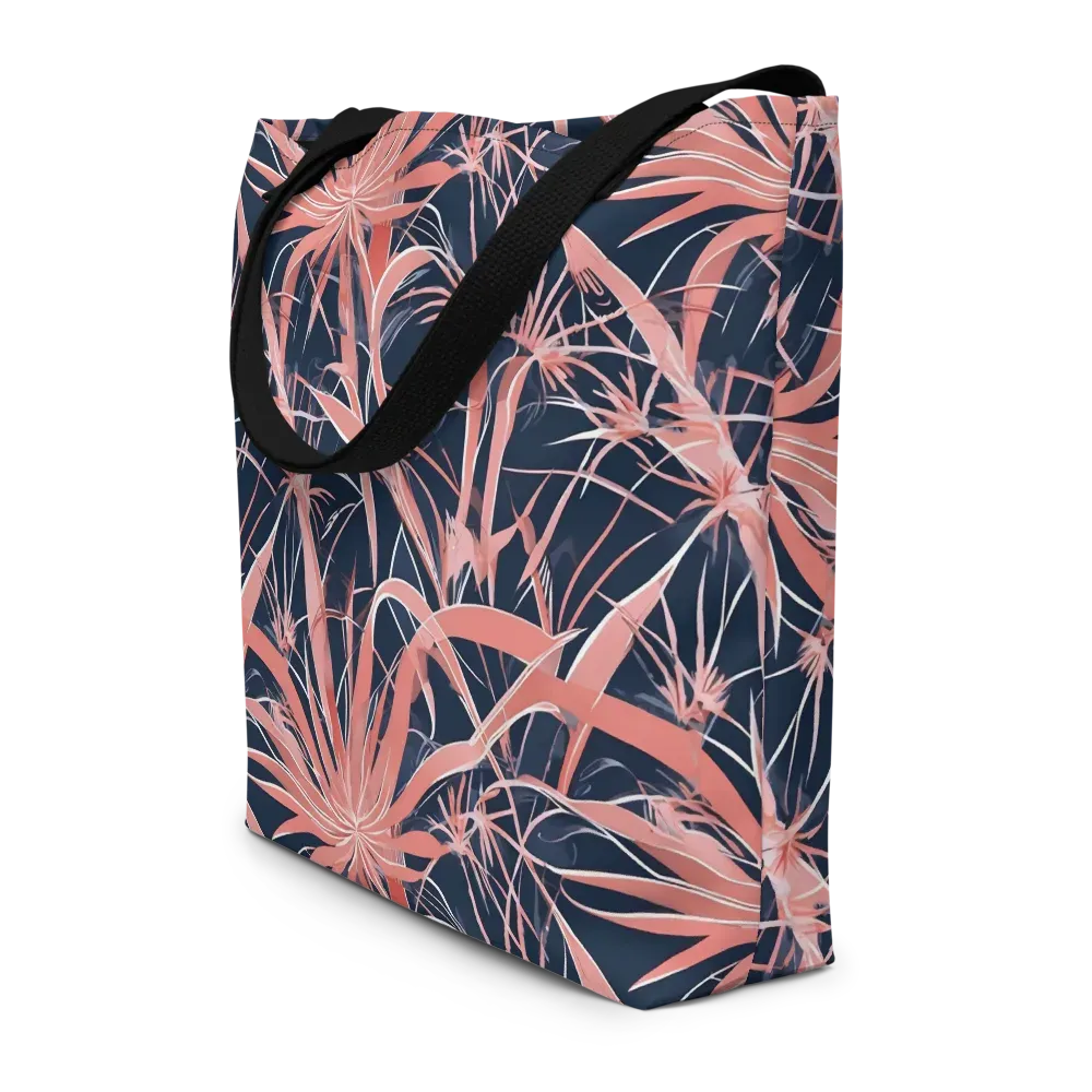 Coral Bloom Voltage on Large Tote Bag W/ Pocket — Front