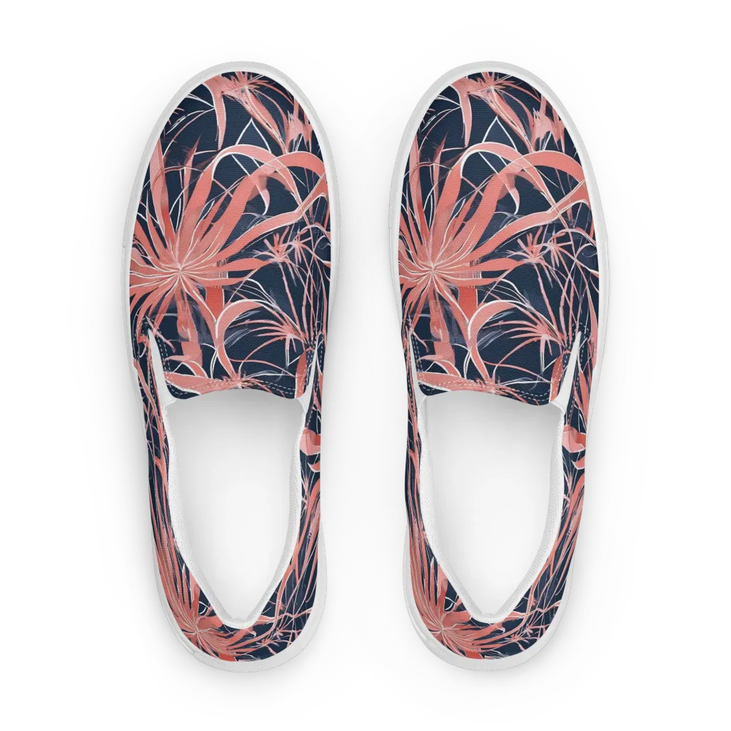 Coral Bloom Voltage on Women's Slip-On Canvas Shoes — Front