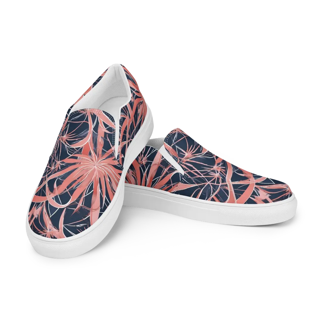 Coral Bloom Voltage on Women's Slip-On Canvas Shoes — Left Front