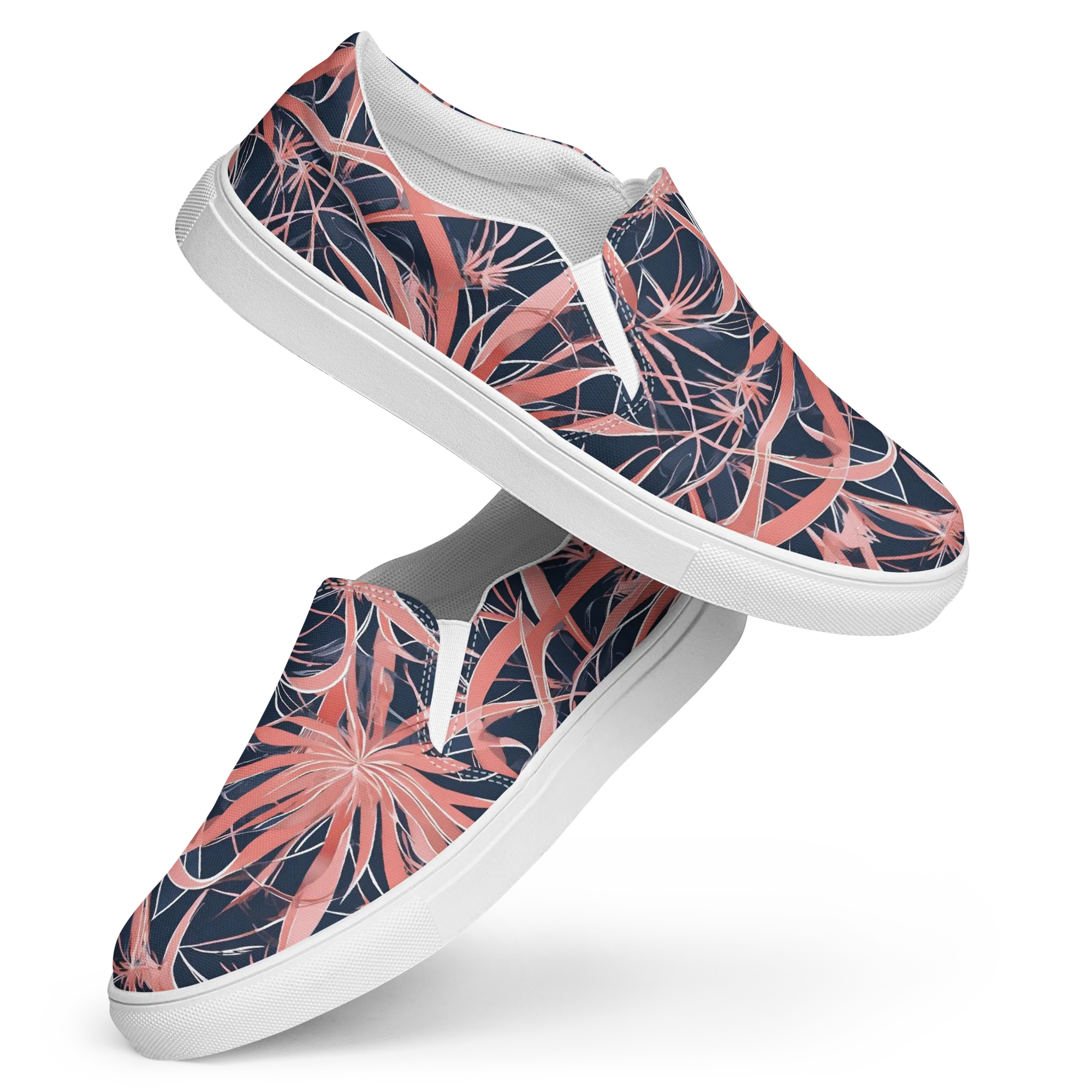Coral Bloom Voltage on Women's Slip-On Canvas Shoes — Front
