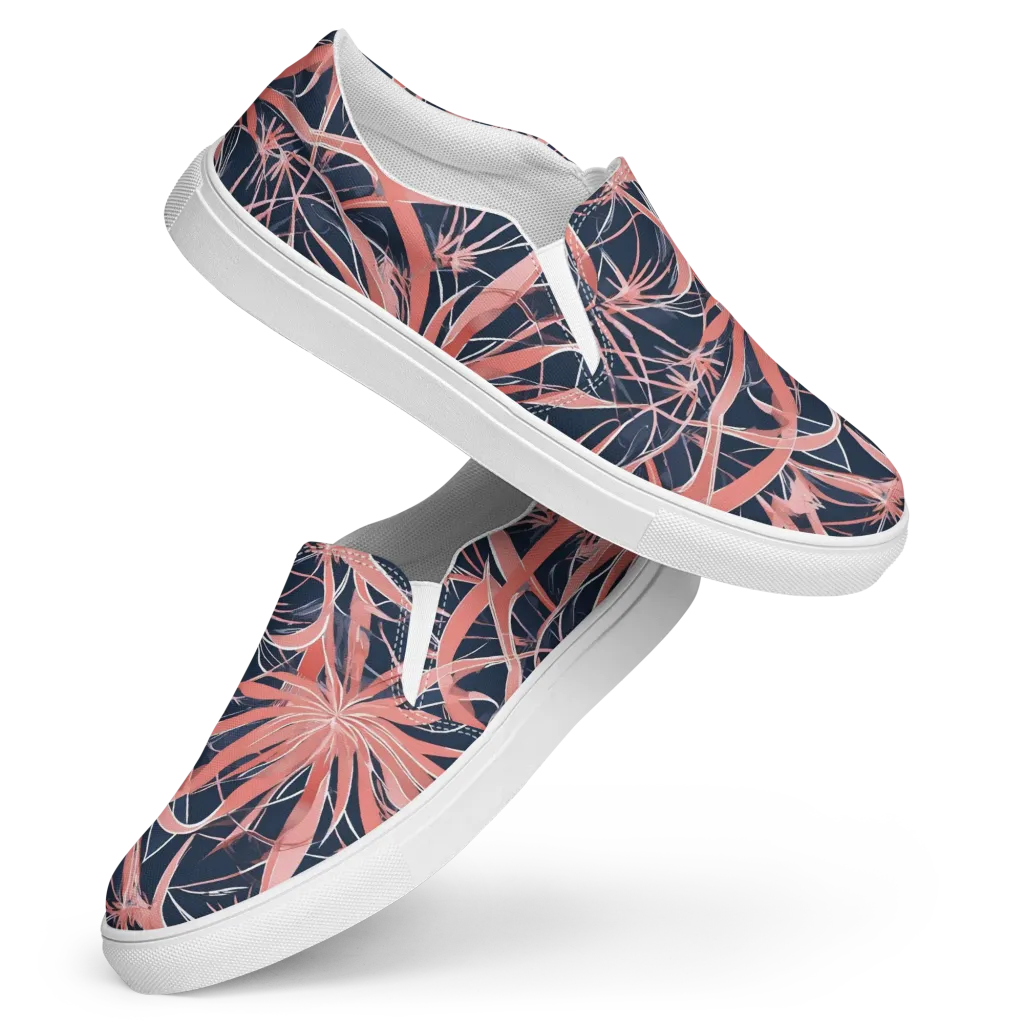 Coral Bloom Voltage on Women's Slip-On Canvas Shoes — Front