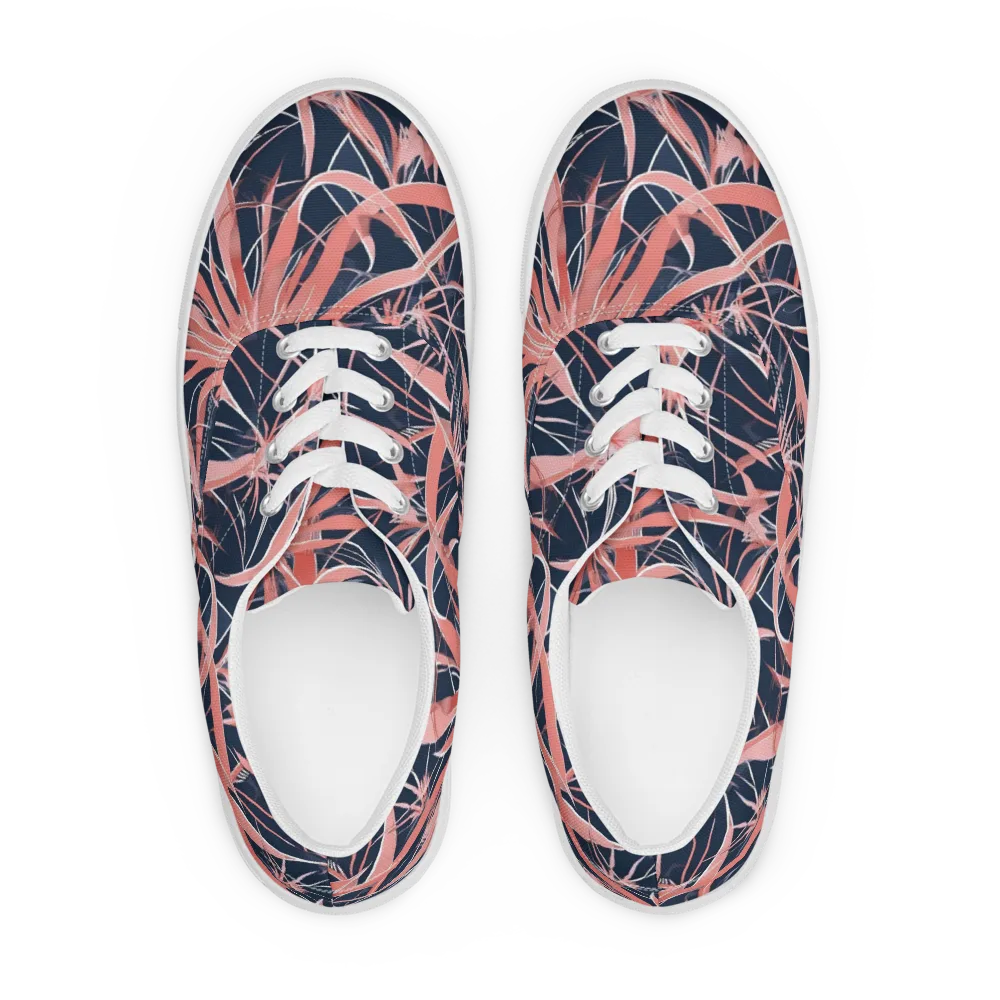 Coral Bloom Voltage on Men's Lace-Up Canvas Shoes — Front