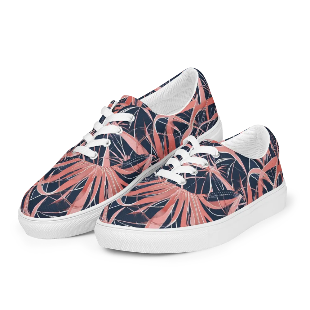 Coral Bloom Voltage on Men's Lace-Up Canvas Shoes — Left Front
