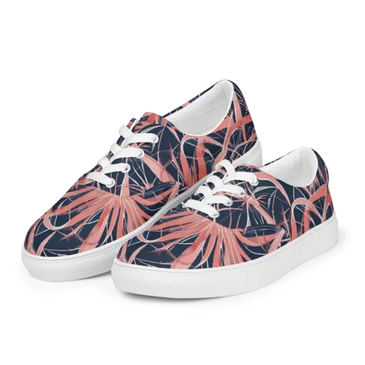 Coral Bloom Voltage on a Men's Lace-Up Canvas Shoes