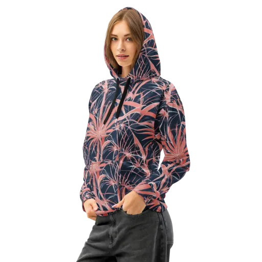 Coral Bloom Voltage on a Cotton Hoodie