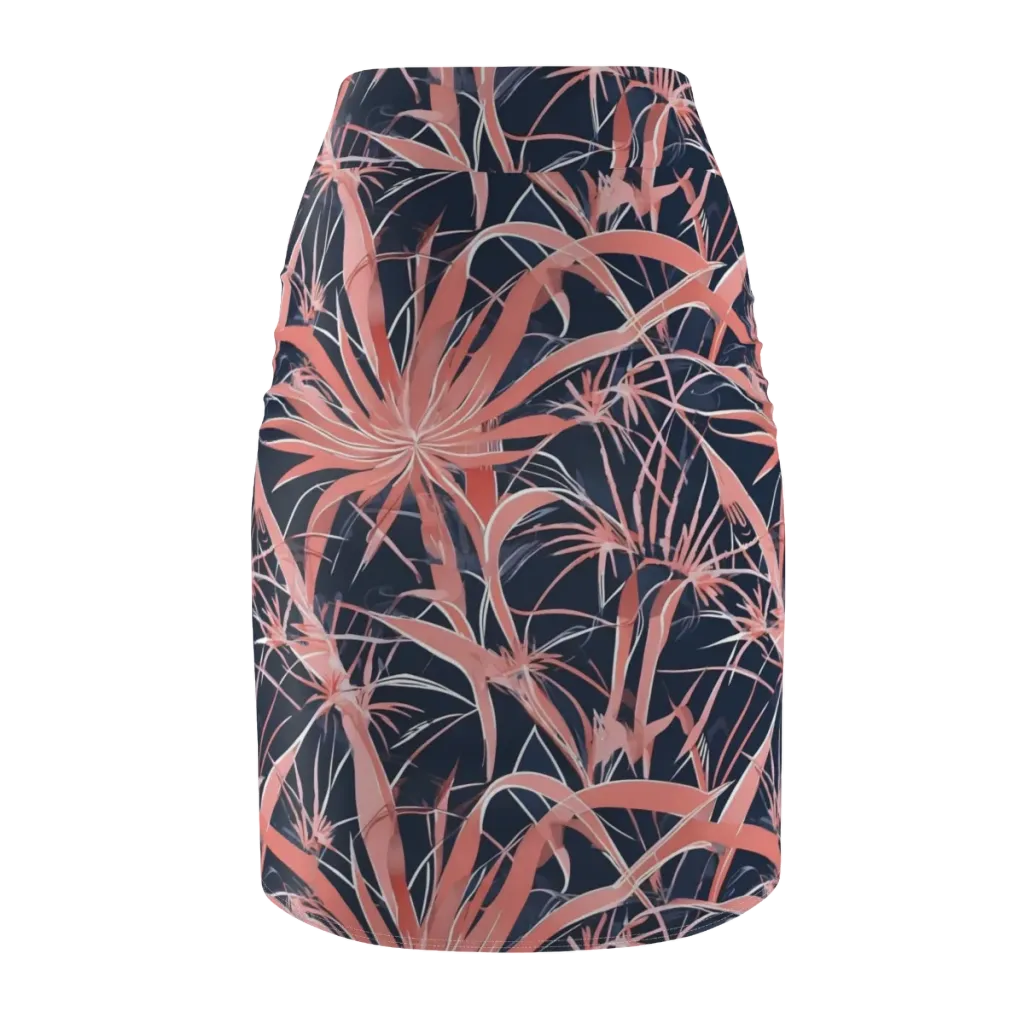 Coral Bloom Voltage on Pencil Skirt — Back