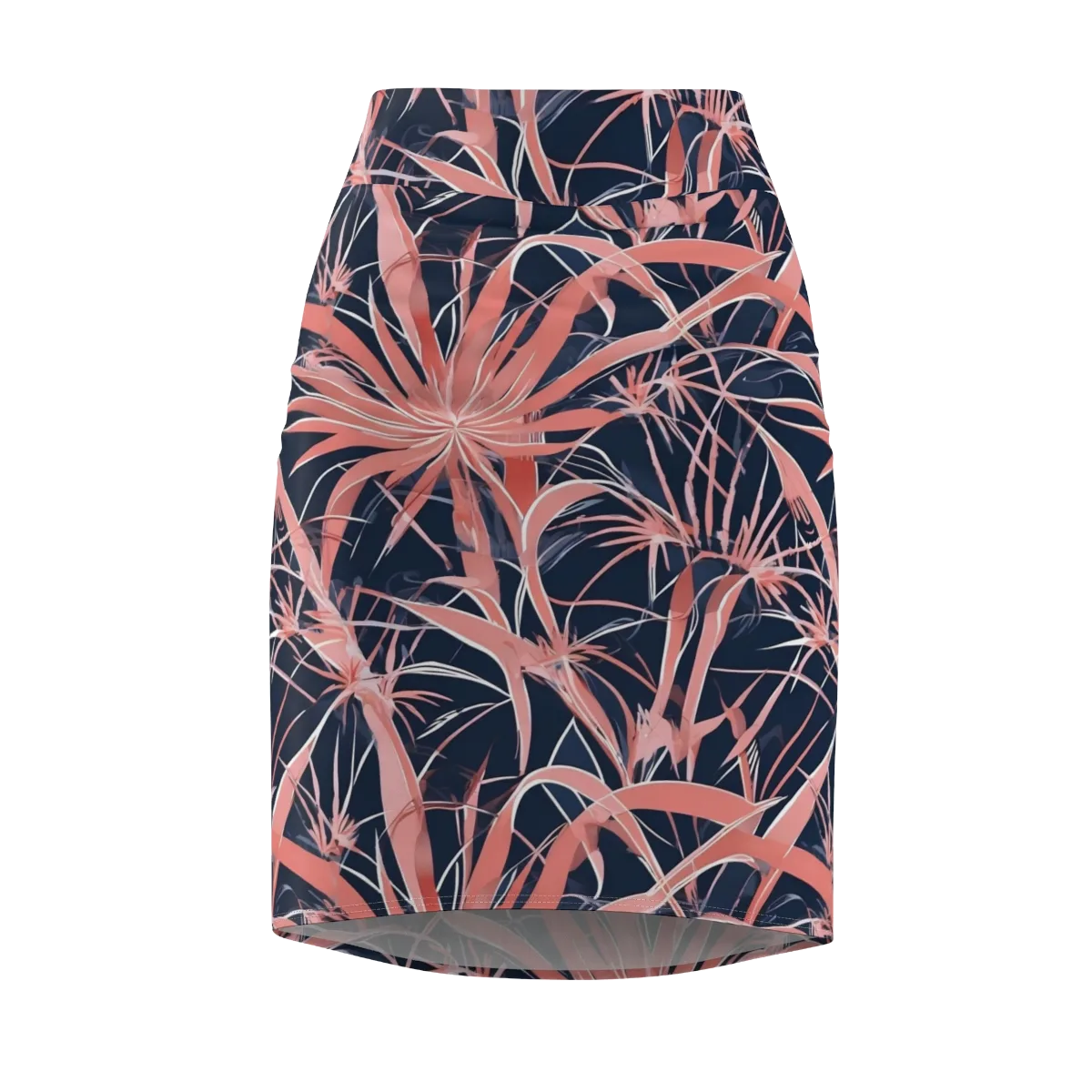 Coral Bloom Voltage on Pencil Skirt — Front