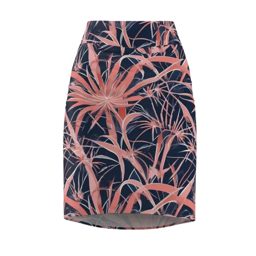 Coral Bloom Voltage on a Pencil Skirt