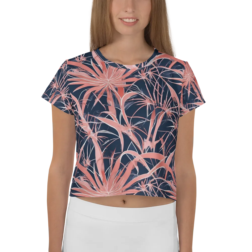 Coral Bloom Voltage on Crop Tee — Front