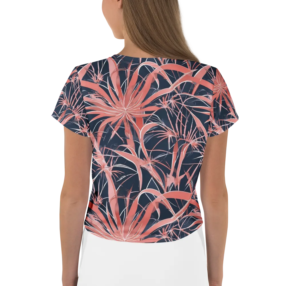 Coral Bloom Voltage on Crop Tee — Back