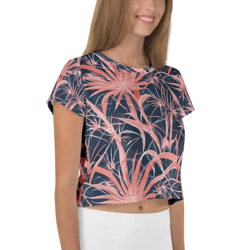 Coral Bloom Voltage on a Crop Tee