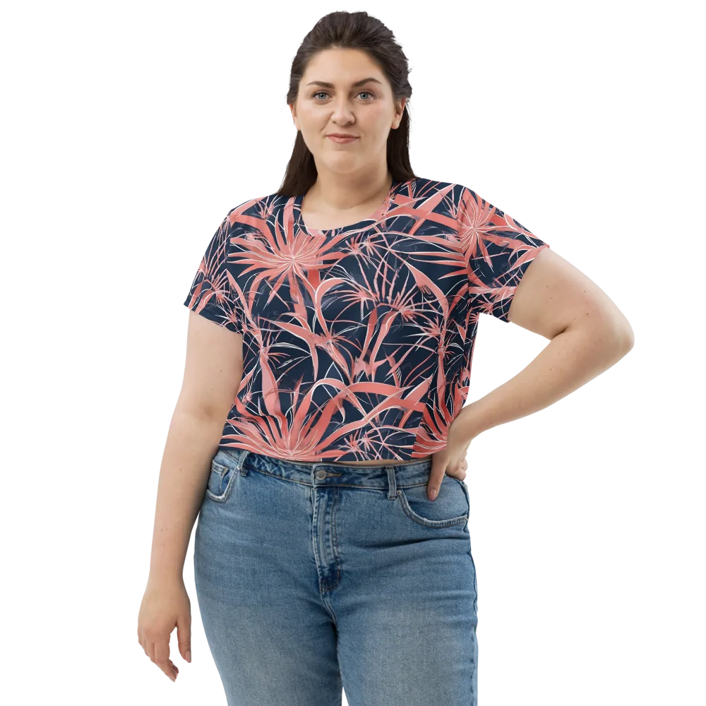 Coral Bloom Voltage on Crop Tee — Front
