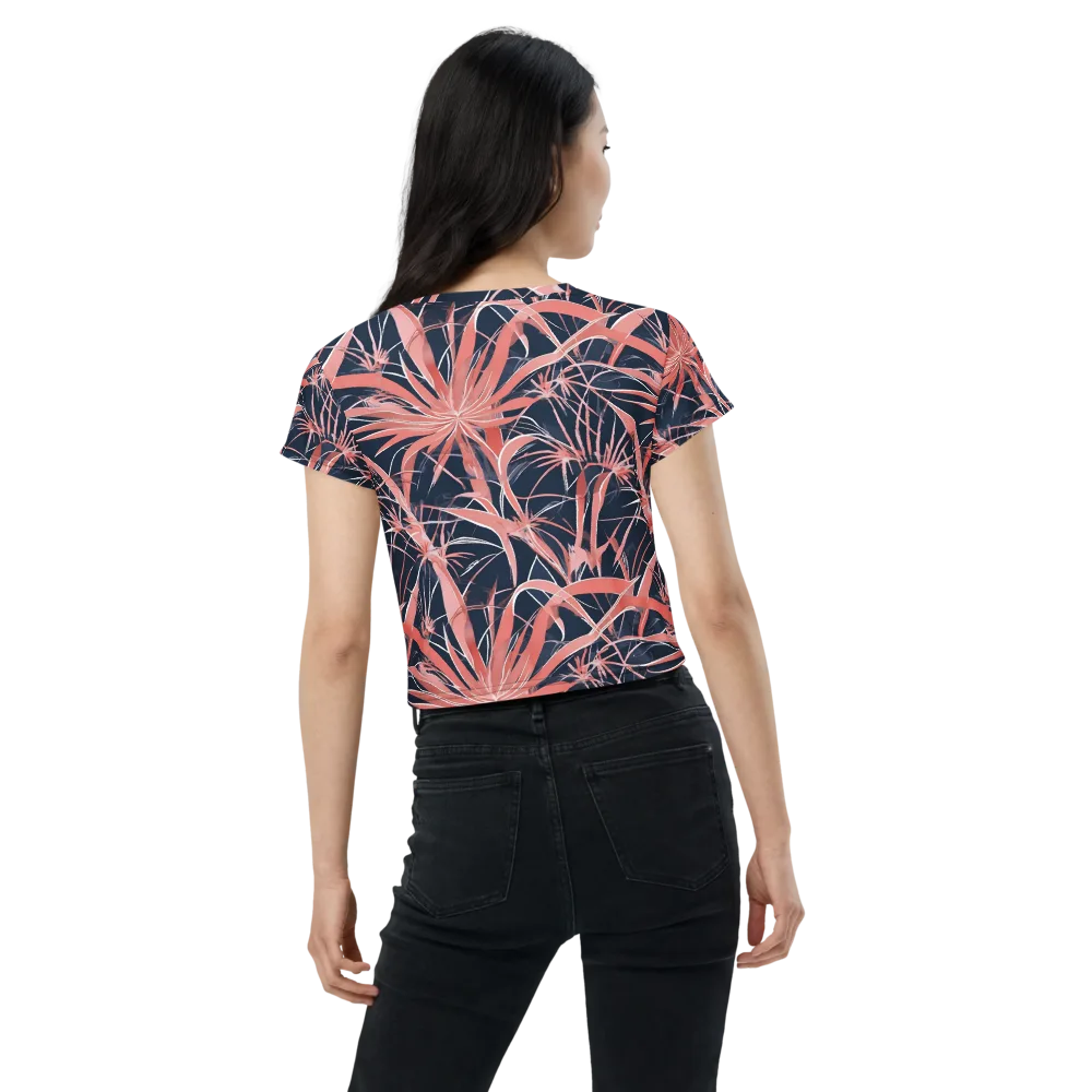 Coral Bloom Voltage on Crop Tee — Back