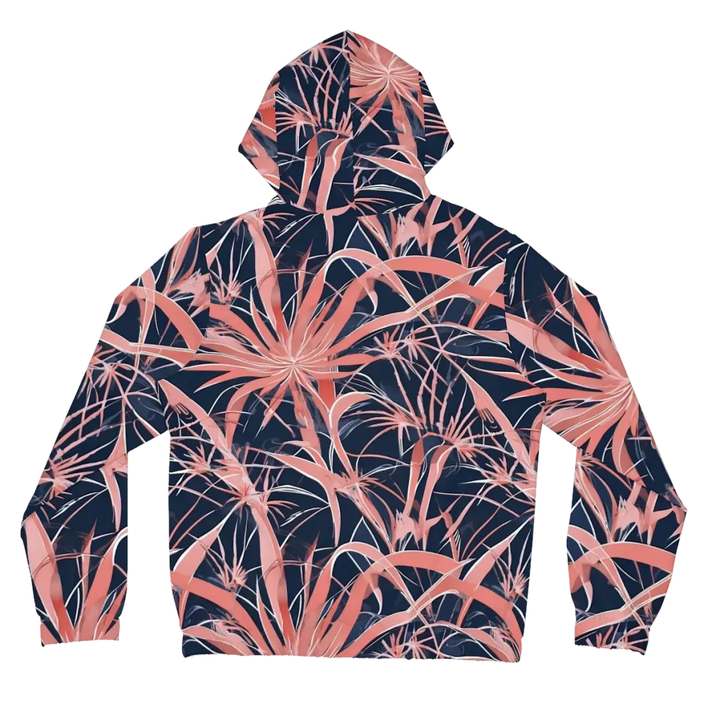 Coral Bloom Voltage on Women's Full-Zip Hoodie — Back