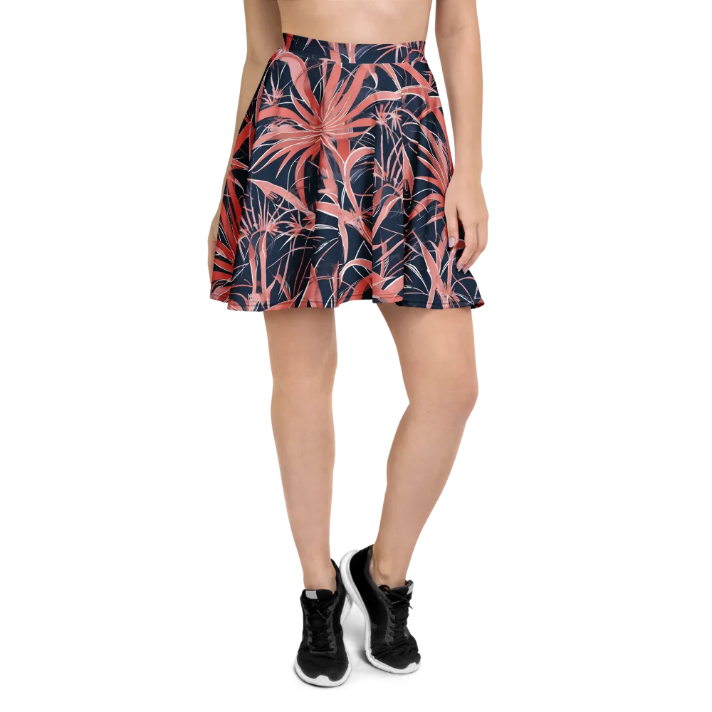 Coral Bloom Voltage on Skater Skirt — Front