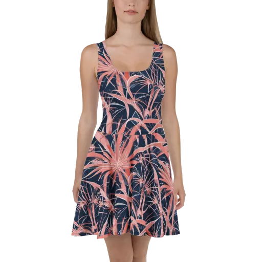 Coral Bloom Voltage on a Skater Dress