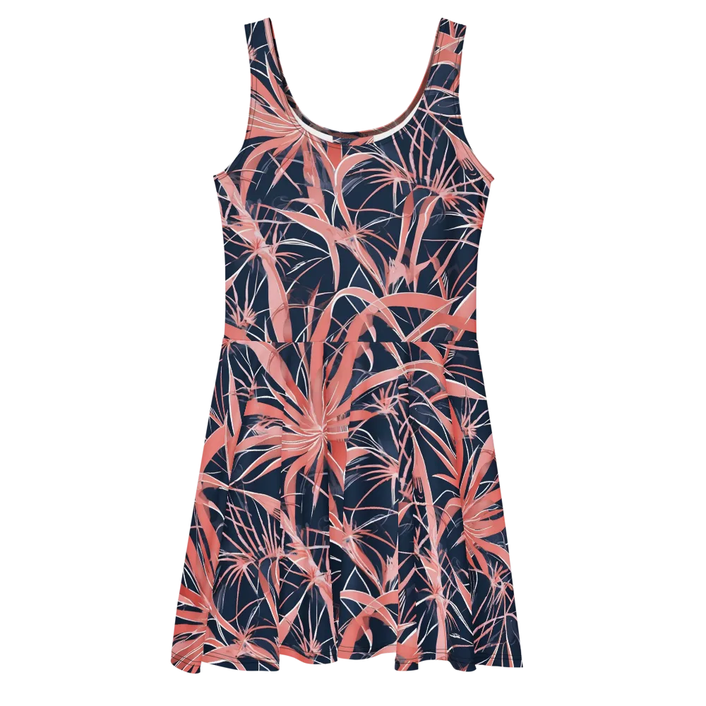 Coral Bloom Voltage on Skater Dress — Front