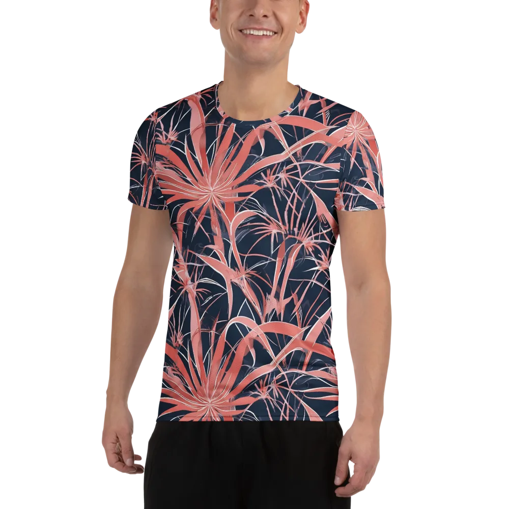 Coral Bloom Voltage on Men's Athletic T-Shirt — Front