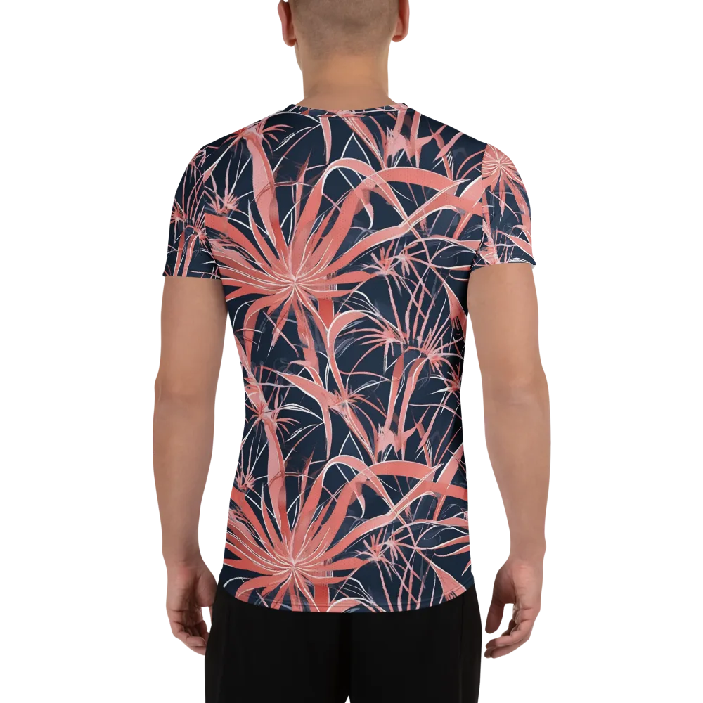Coral Bloom Voltage on Men's Athletic T-Shirt — Back