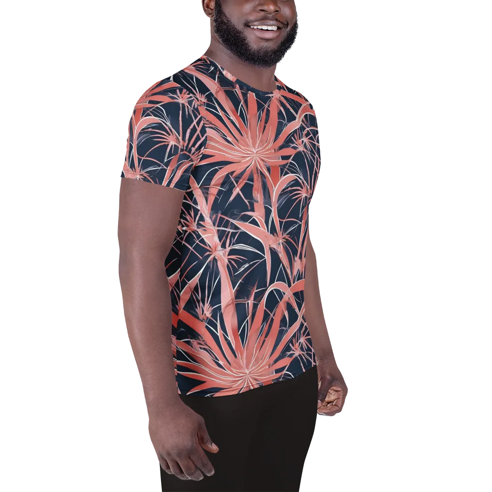 Coral Bloom Voltage on Men's Athletic T-Shirt — Right