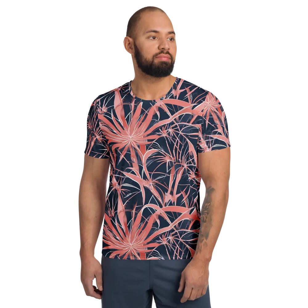 Coral Bloom Voltage on Men's Athletic T-Shirt — Front