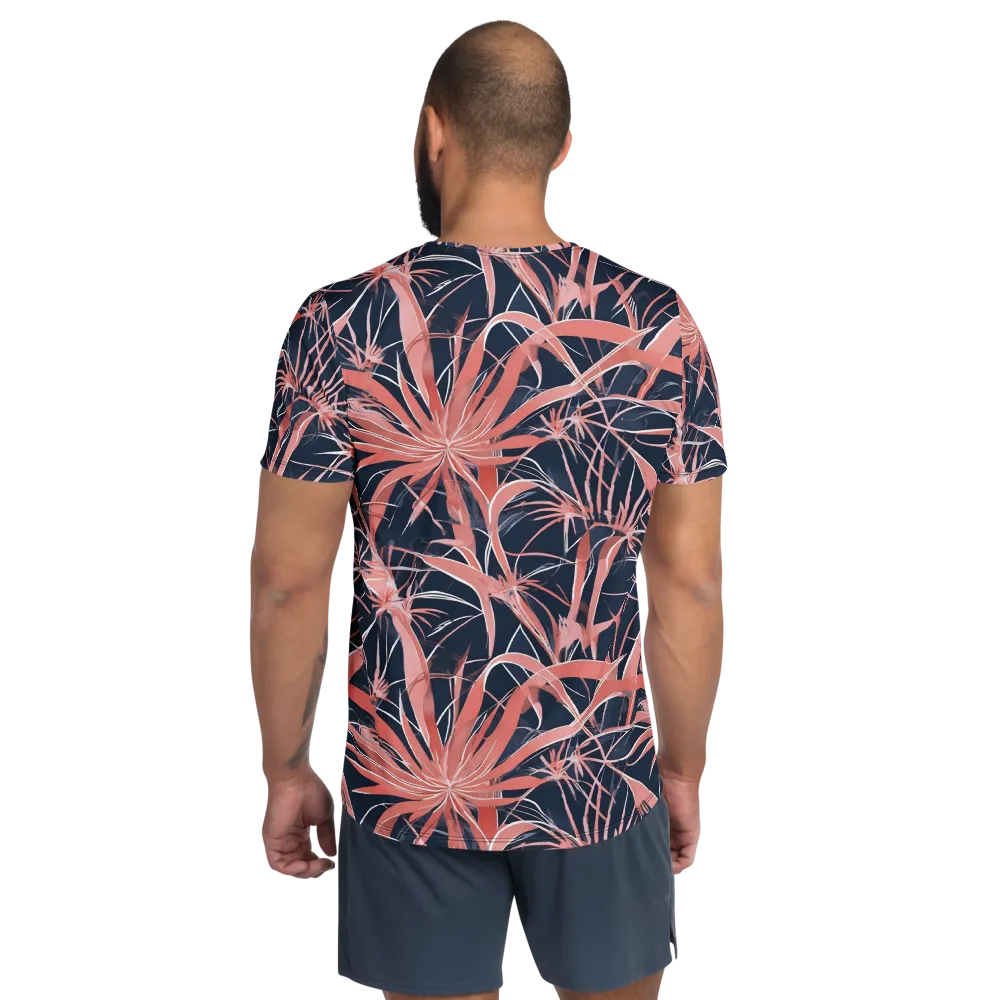 Coral Bloom Voltage on Men's Athletic T-Shirt — Back