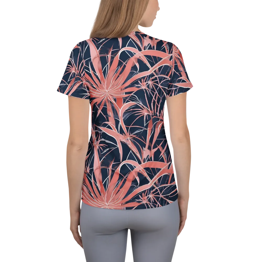 Coral Bloom Voltage on Women's Athletic T-Shirt — Back