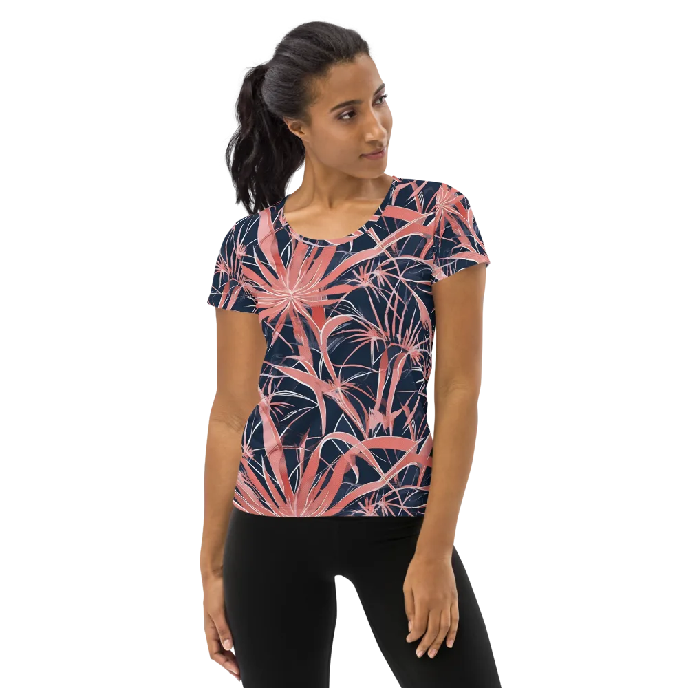 Coral Bloom Voltage on Women's Athletic T-Shirt — Front