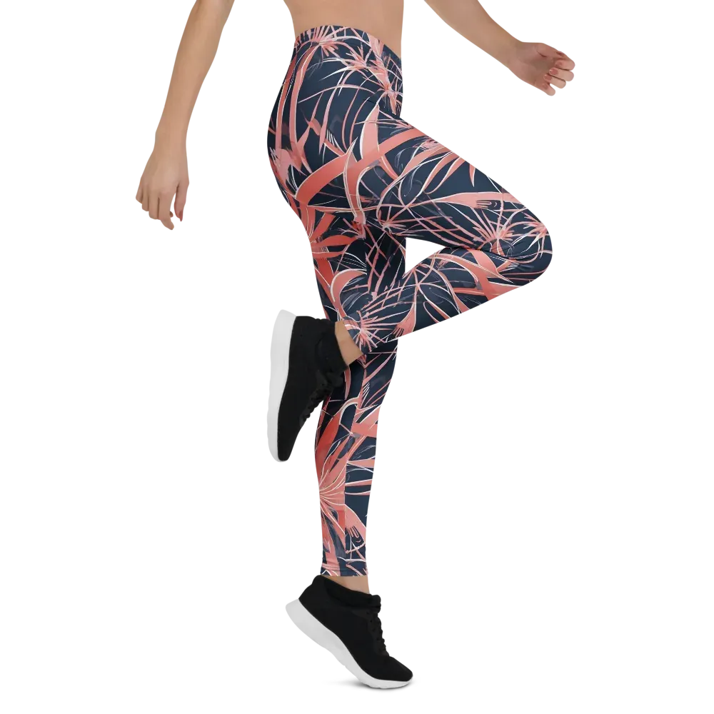 Coral Bloom Voltage on Leggings — Right