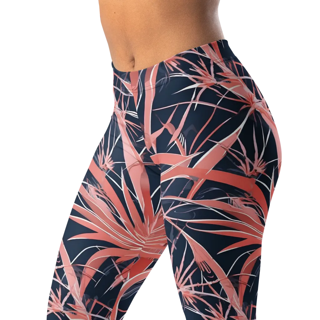 Coral Bloom Voltage on Leggings — Left Front