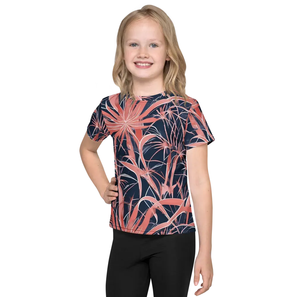 Coral Bloom Voltage on Kids Crew Neck T-Shirt — Front