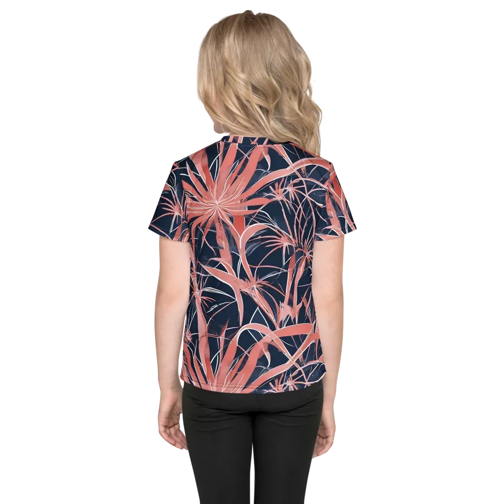 Coral Bloom Voltage on Kids Crew Neck T-Shirt — Back