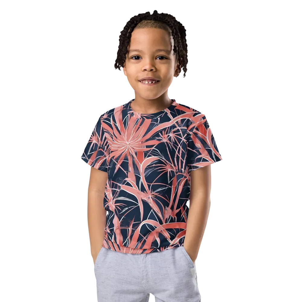 Coral Bloom Voltage on Kids Crew Neck T-Shirt — Front