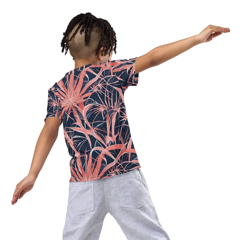 Coral Bloom Voltage on Kids Crew Neck T-Shirt — Back