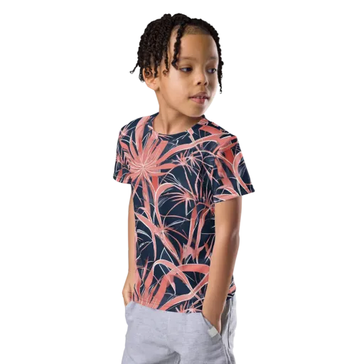 Coral Bloom Voltage on a Kids Crew Neck T-Shirt