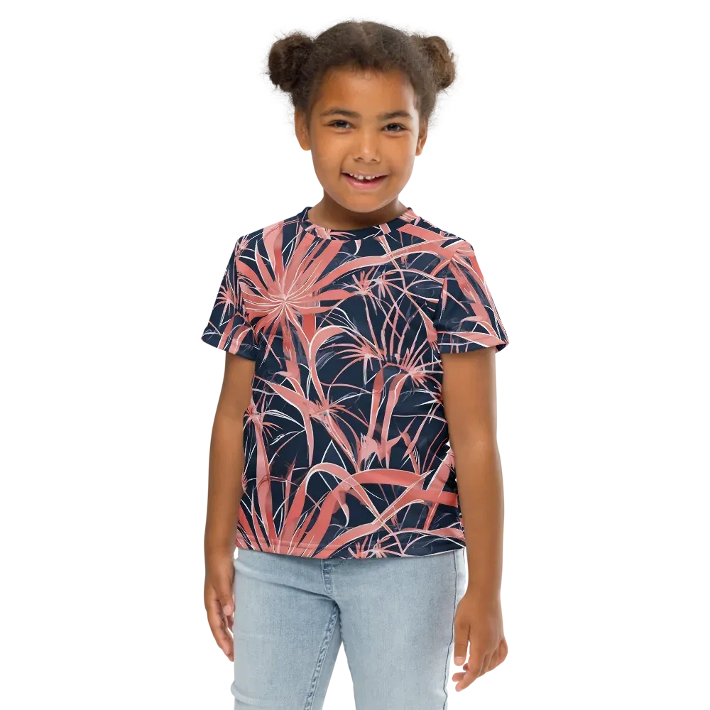 Coral Bloom Voltage on Kids Crew Neck T-Shirt — Front