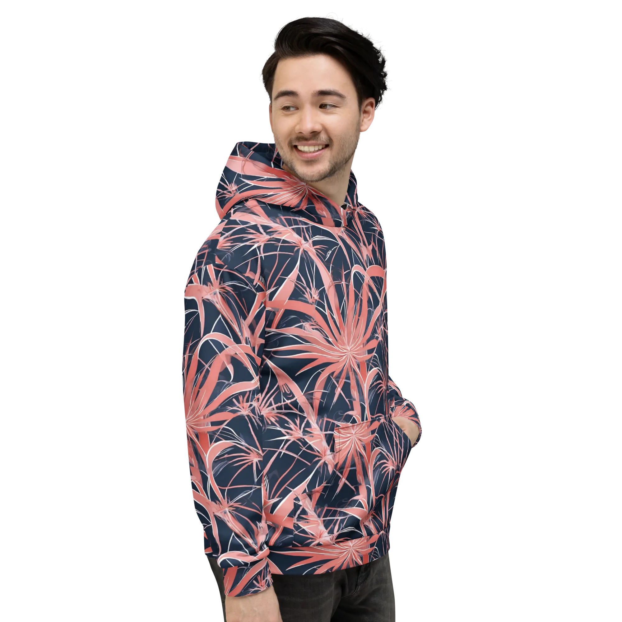 Coral Bloom Voltage on Hoodie — Right