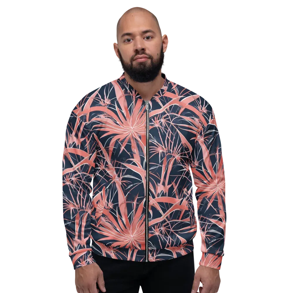 Coral Bloom Voltage on Bomber Jacket — Front