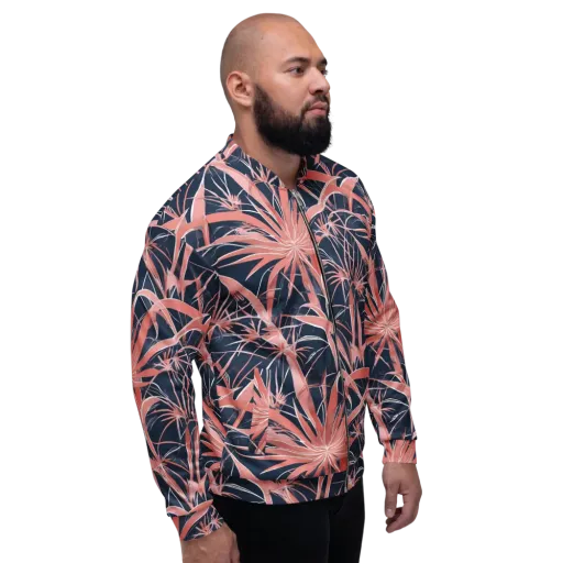 Coral Bloom Voltage on a Bomber Jacket