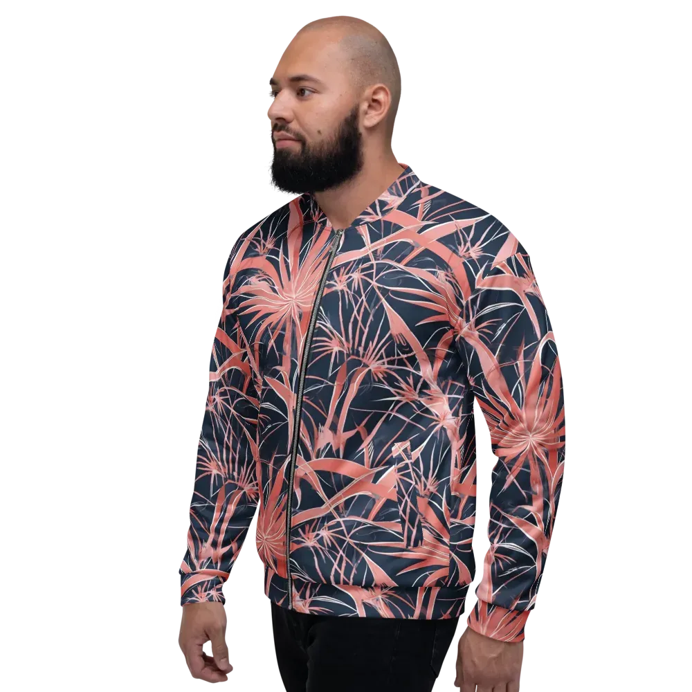 Coral Bloom Voltage on Bomber Jacket — Left