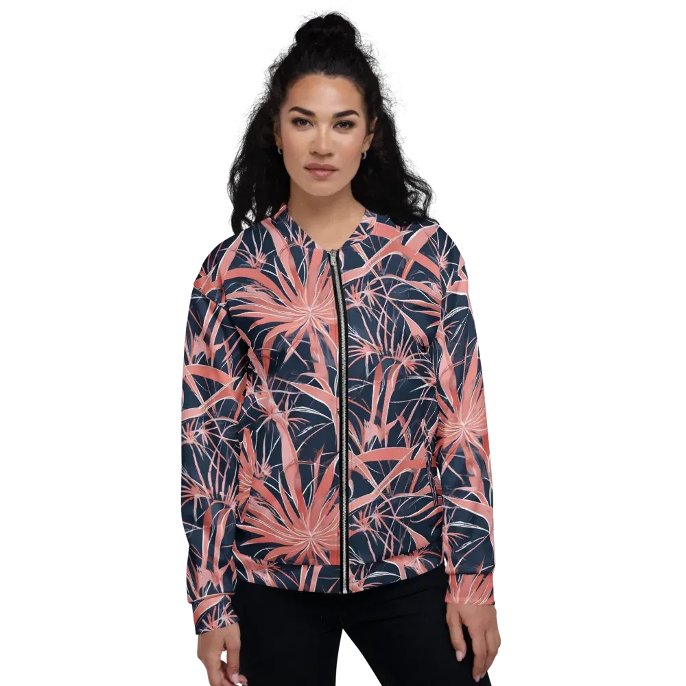 Coral Bloom Voltage on Bomber Jacket — Front
