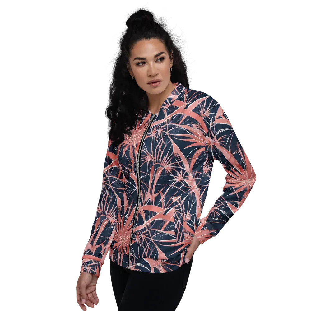 Coral Bloom Voltage on Bomber Jacket — Left