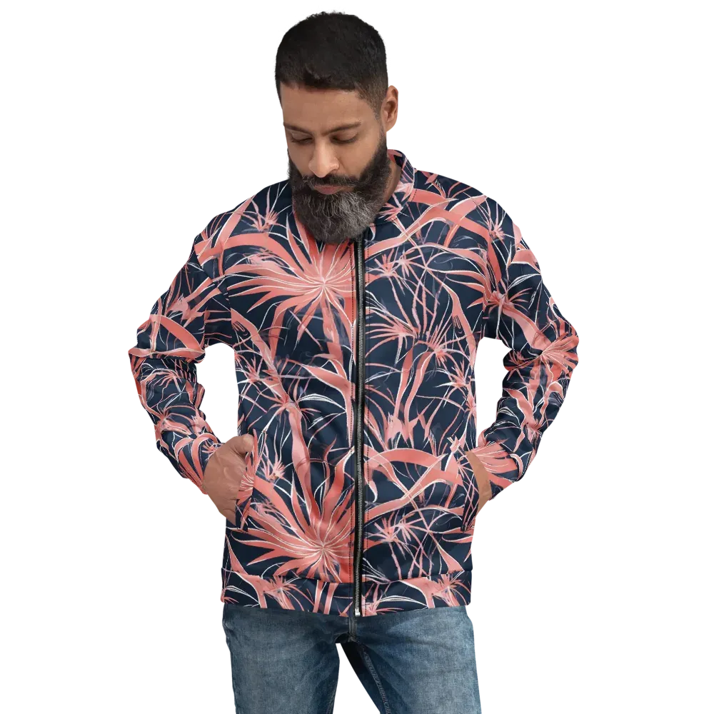 Coral Bloom Voltage on Bomber Jacket — Front