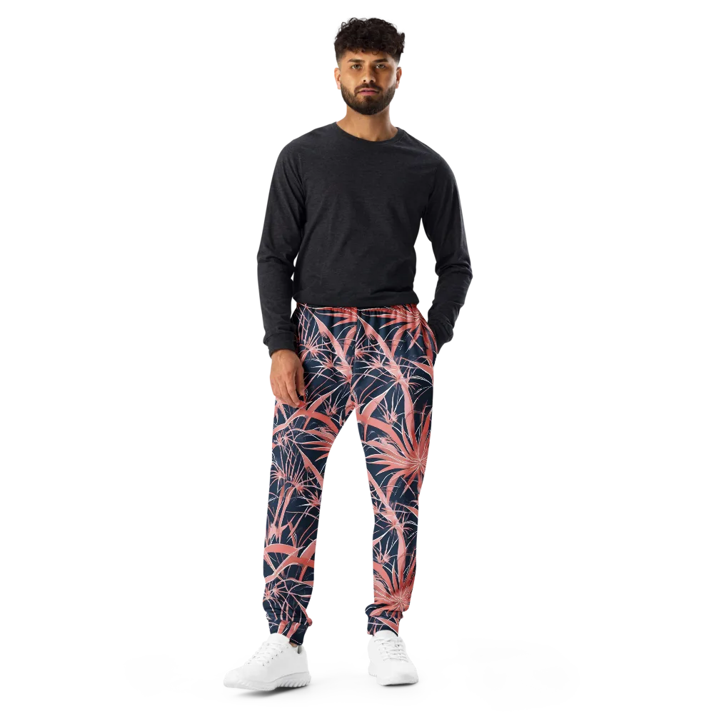 Coral Bloom Voltage on Men's Joggers — Front