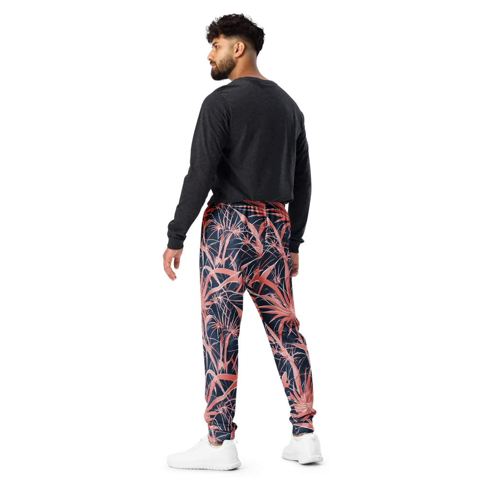 Coral Bloom Voltage on Men's Joggers — Back