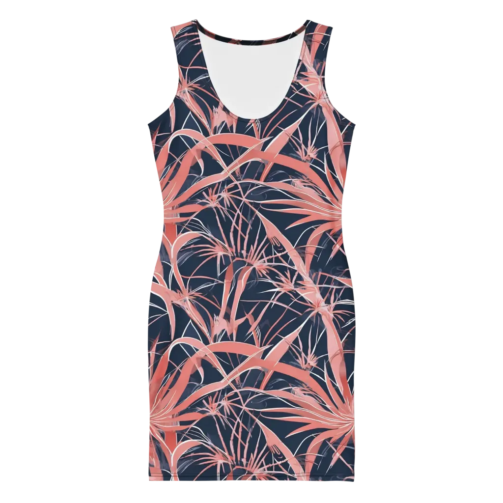 Coral Bloom Voltage on Bodycon Dress — Front
