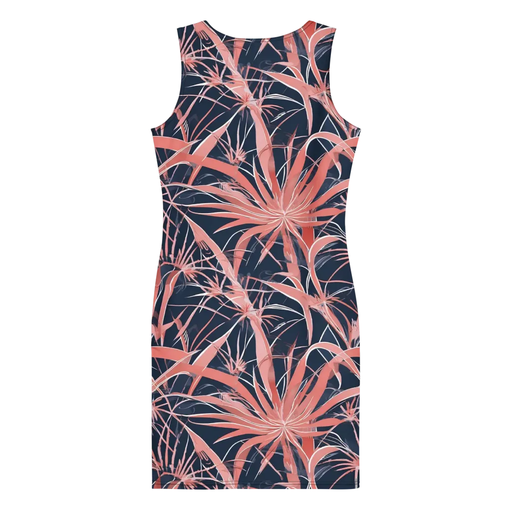 Coral Bloom Voltage on Bodycon Dress — Back